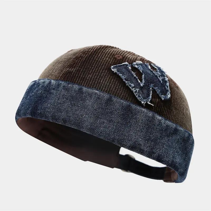

Spring and Summer Cotton Letter Docker Cap Brimless Hat Skullies Beanie Hats Landlord Sailor Cap Men and Women 32 56-60cm wear коричневый