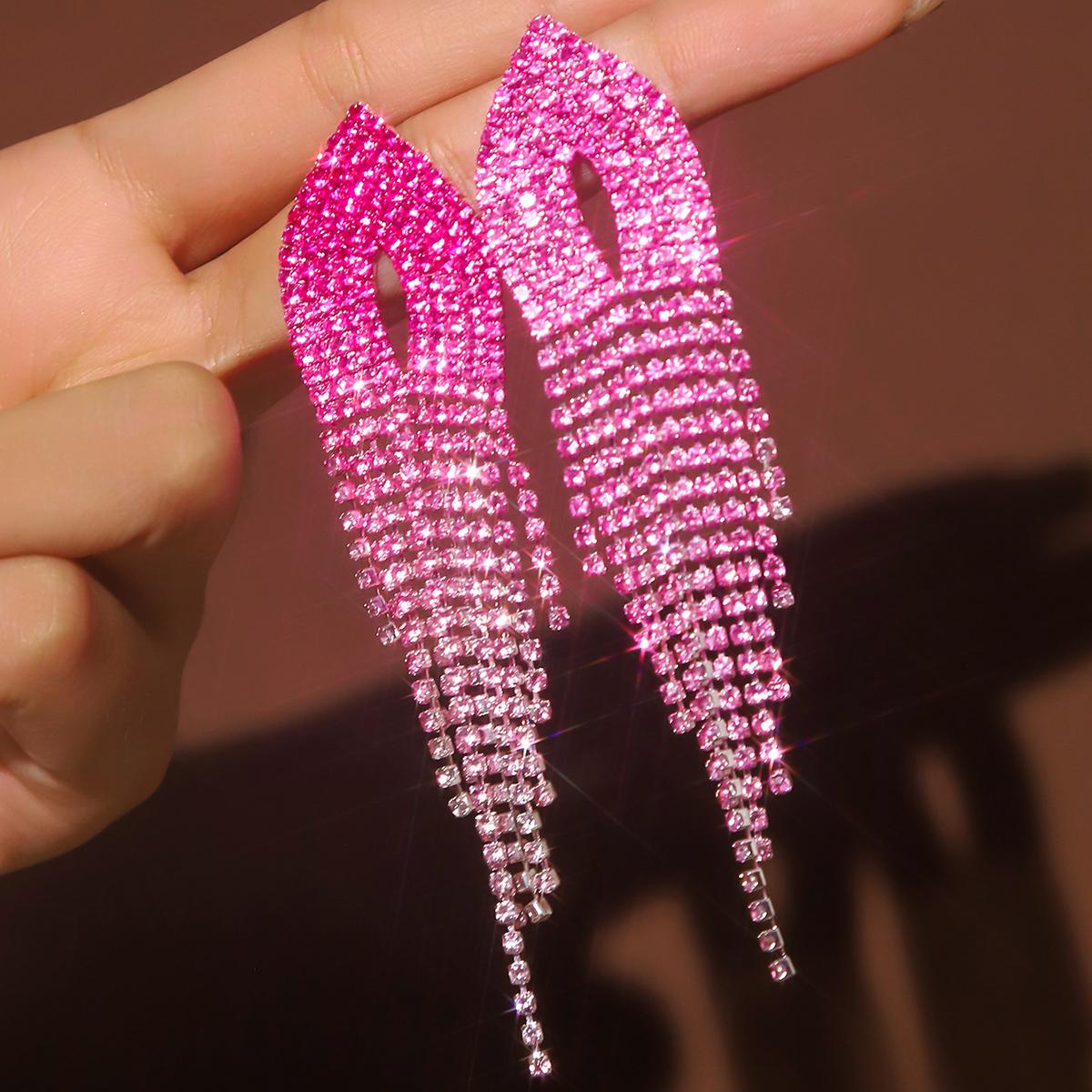 Original European and American gradient earrings with diamond studded earrings, full of diamonds, exquisite long earrings