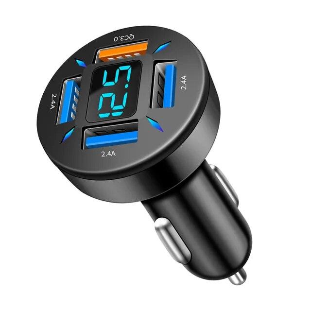 4 Ports USB Car Charger Fast Charging PD Quick Charge 3.0 USB C Car Phone Charger Adapter For iPhone 13 12 Xiaomi Samsung