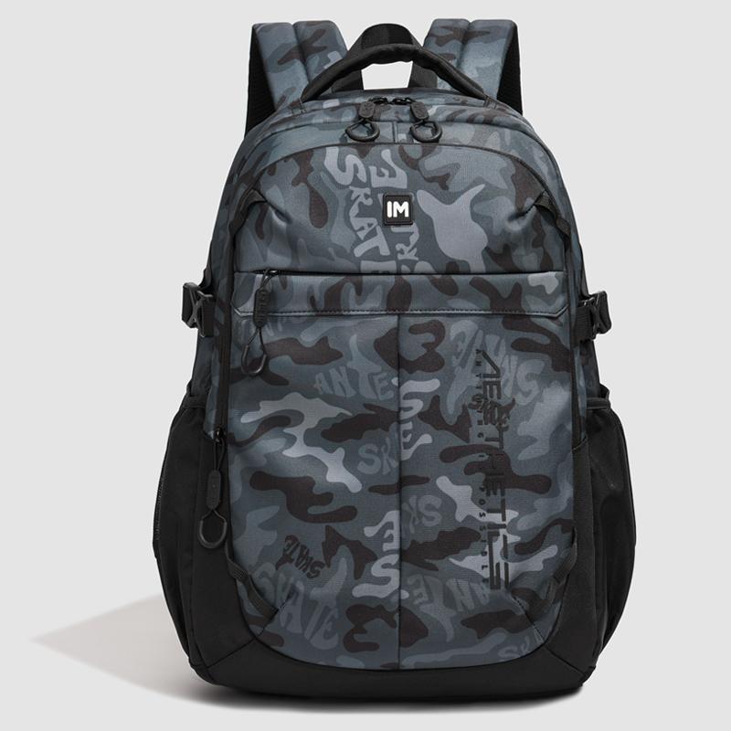 Men's Large Capacity Backpack Junior High School Student Schoolbag Camouflage Print Computer Backpack