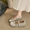 French Lace Bow Mary Jane Shoes Women's 2025 Summer New Silver Single Shoes Inner Height Increase Evening Small Leather Shoes