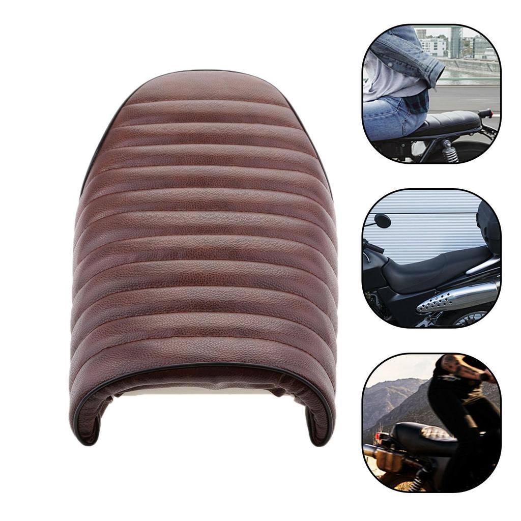 Brown Motorcycle Cushion Seat Hump Leather Vintage Universal Seat for Honda Yamaha Suzuki Kawasaki Custom Cafe Racer Accessories