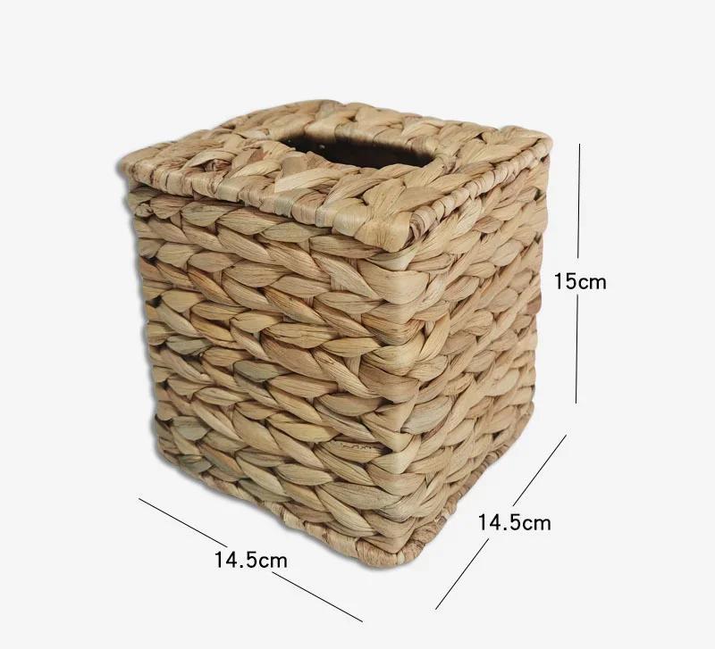 

Rattan Woven Water Hyacinth Tissue Box With Lid Household Living Room Sanitary Paper Storage Organizer Household Accessories