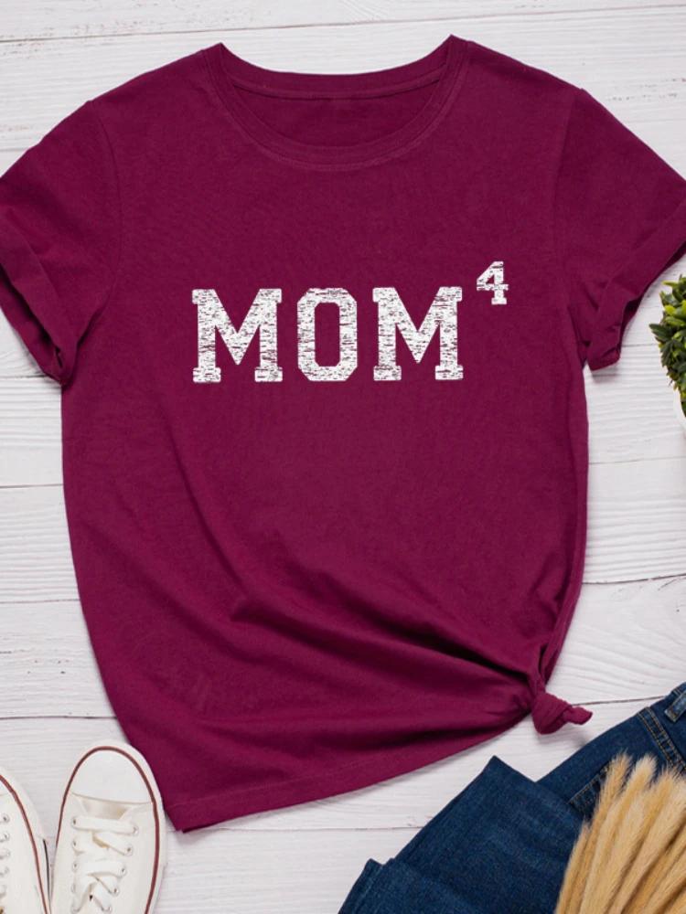 Mom 4th Power Print Women T Shirt Short Sleeve O Neck Loose Women Tshirt Ladies Tee Shirt Tops Clothes Camisetas Mujer