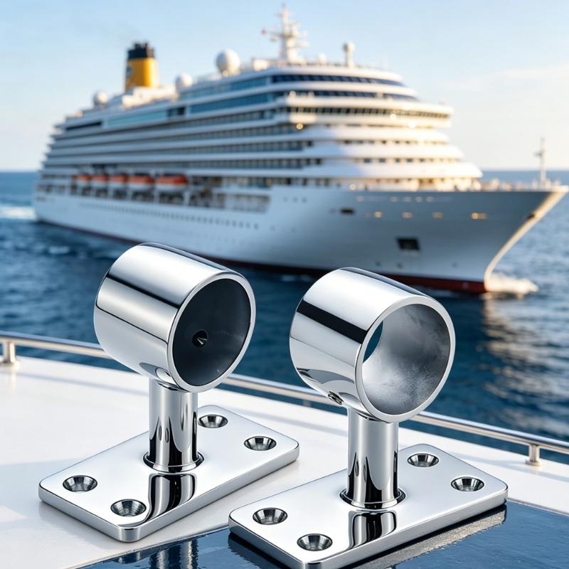 Stainless Steel Boat Rail Base Fitting 32 Mm Round Tube Mount Bracket with 4 Hole Base for Handrail Installation