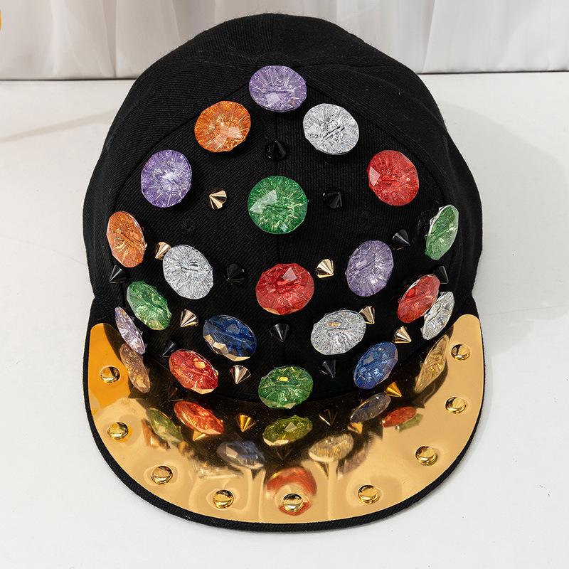 JYL TS DIY Rivet Baseball Cap Personality Decor Hip Hop Cap Cotton Fabric