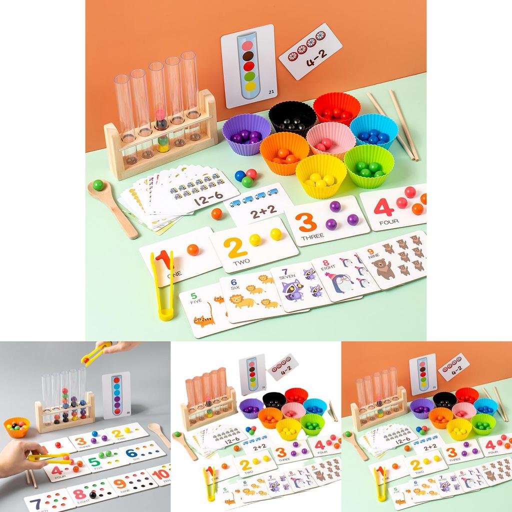 Wooden Montessori Addition And Subtraction Math Toy With Bead Matching For Early Learning