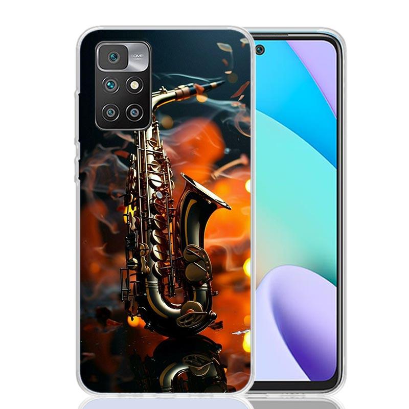Music Saxophone Instrument Phone Case For Xiaomi 14C 13C 12C 13 12 10 10A 10C 9 9A 9C 9T 8 8A 7 7A 6 6A K70 Pro K60 K40 K20 Redm
