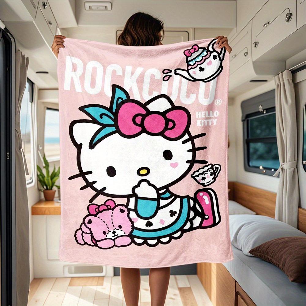 

1pc HelloKitty, Teddy RV Blanket, Digital Printed Flannel Blanket, Multi-Purpose Four Seasons Hypoallergenic Quilt for Sofa, Bed, Office, Pi 130x150cm