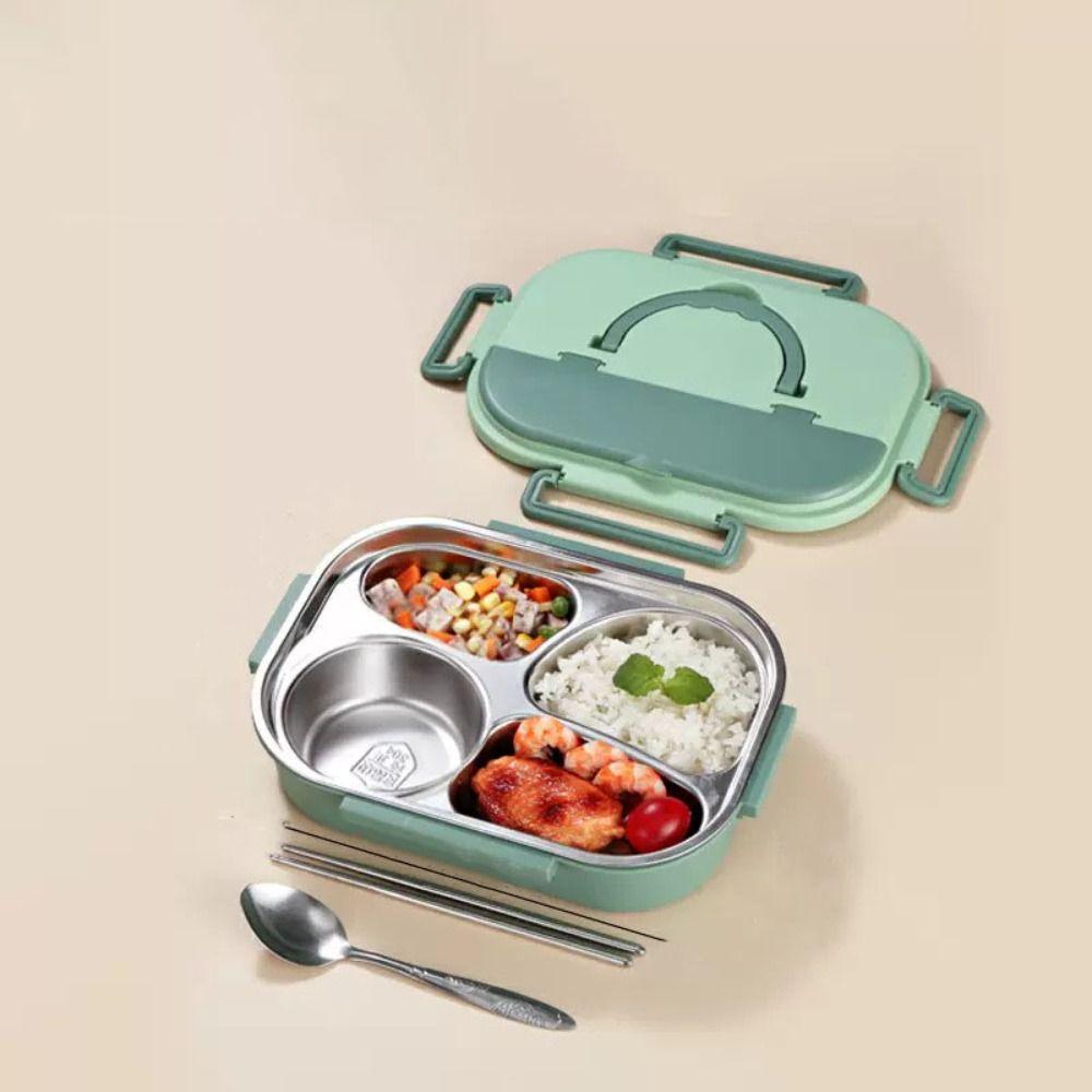 Sealed 304 Stainless Steel Lunch Box Insulated Thermal Lunch Box 4 Compartment Lunch Box Office