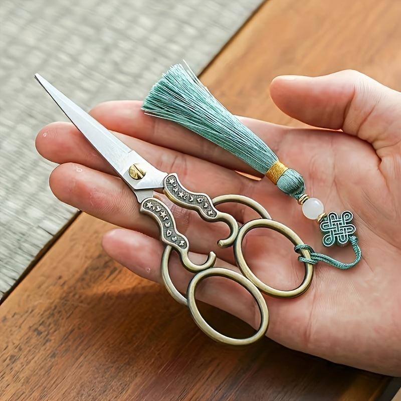 3pcs/1Set Vintage Style Copper Stainless Steel Scissors, Perfect for Yarn, Embroidery and Sewing Projects.