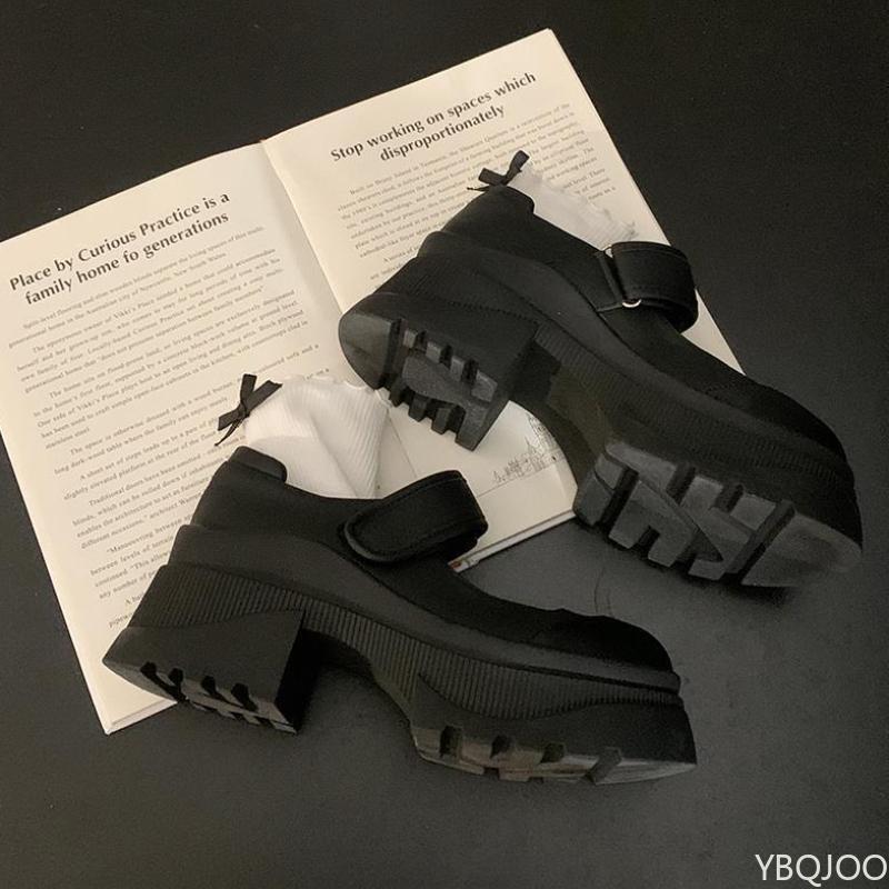 2025 Black Retro Height Increasing Shoes Ladies Elegant Leather Shoes Summer New Dress Mary Jane Shoes French Women's High Heels