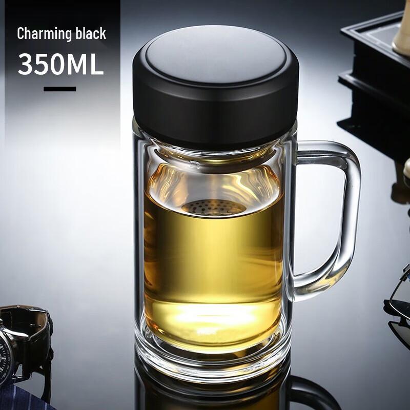 FUGUANG BESTJOY Double-Layer Glass Tea Mug with Handle and Filter