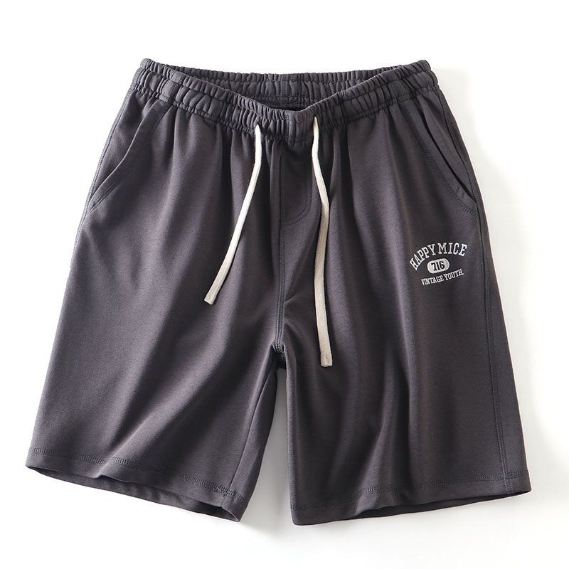 Pure Cotton Casual Shorts for Men 2024 Summer New Trendy Knitted Five-Point Pants Export Men's Pants All-Cotton Embroidered Pants
