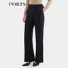 PORTS Women's Black Textured Wool Blend Straight-Leg Pants