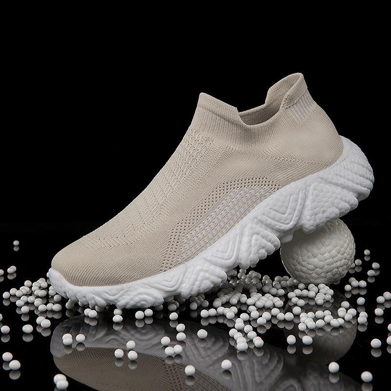 Supply Large Size Fly-woven Sports Shoes Women's Lightweight Soft-soled Popcorn Casual Shoes One-pedal Flat Shoes