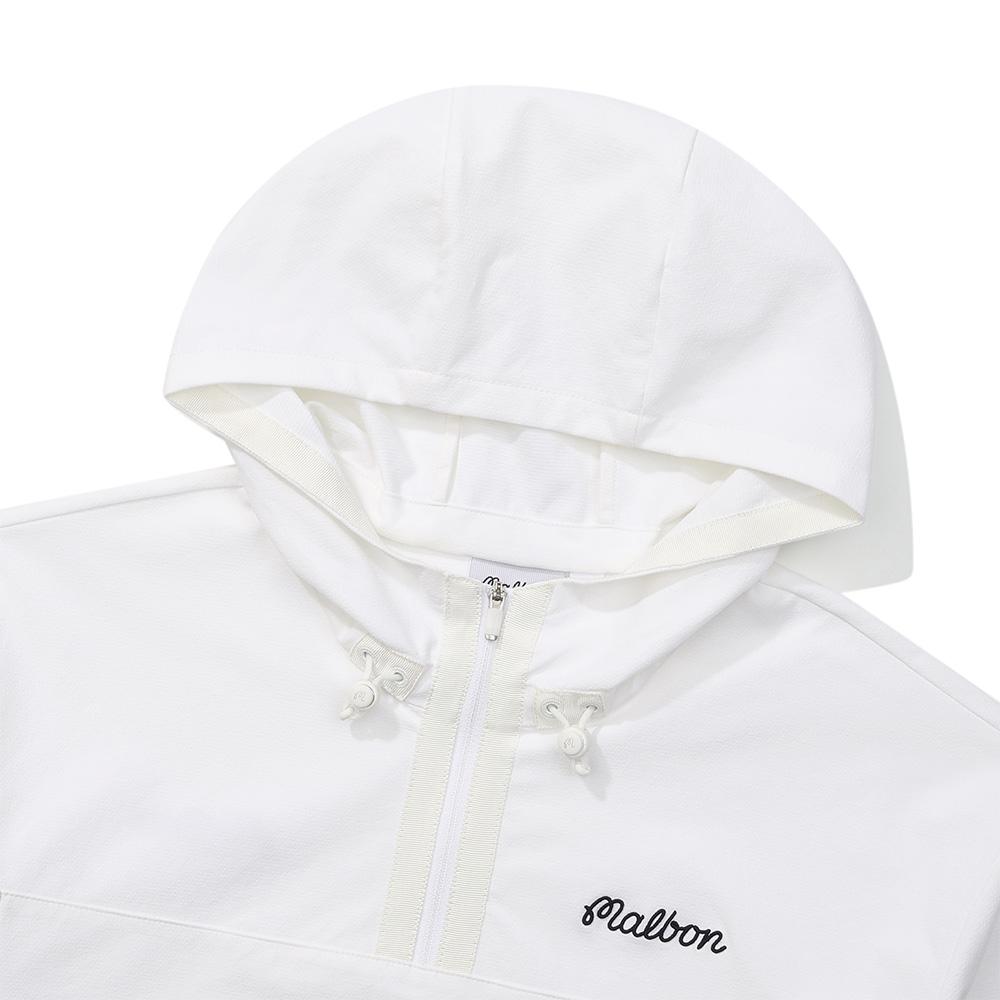 MALBON GOLF Women'S Woven-Like Jersey Softshell Hooded Anorak White (Woman)