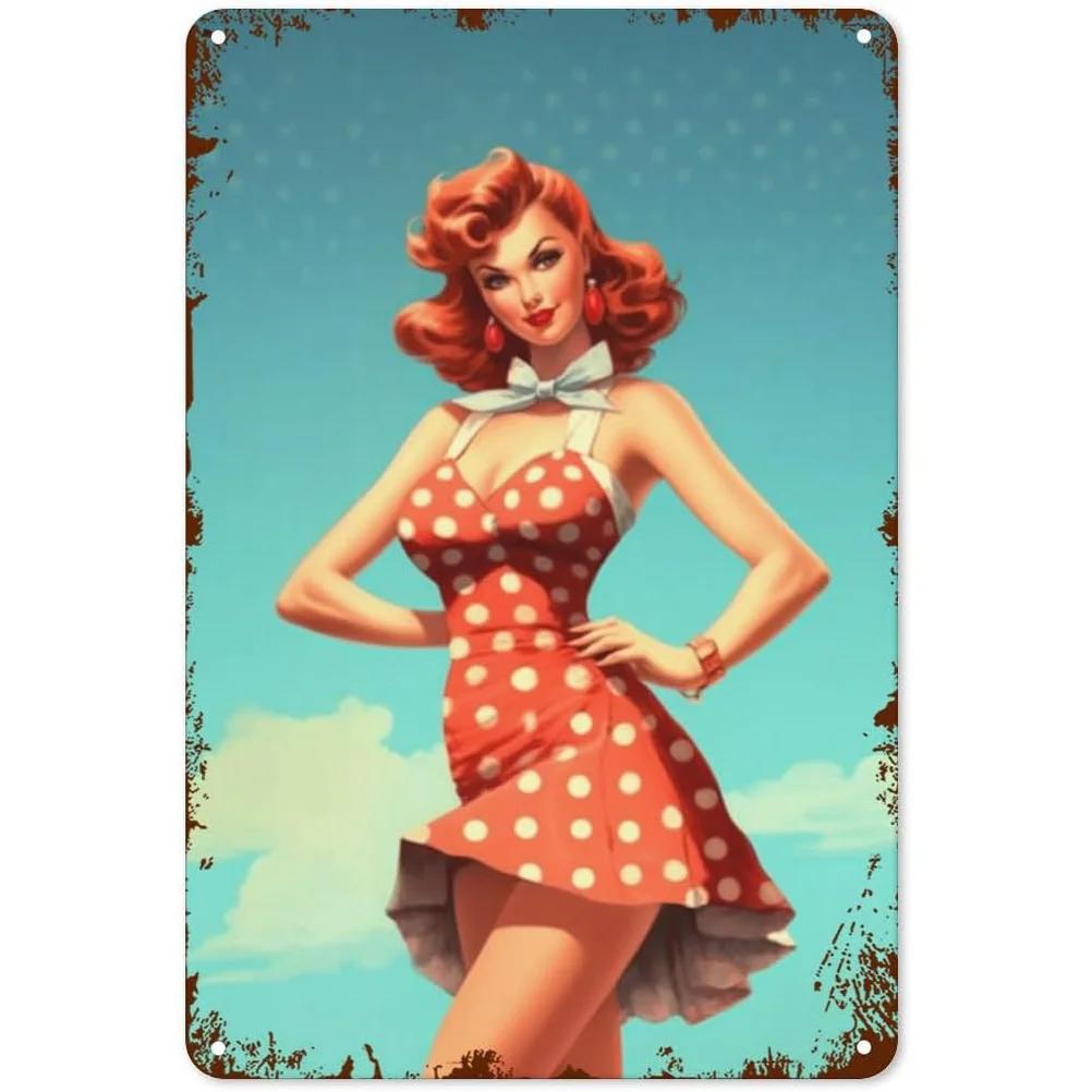 Metall Blechschilder Pinup Sexy Girls Wanddekoration Plakette Vintage Kunst Poster Eisenmalerei für Man Cave Zuhause Café Garten Club Bar