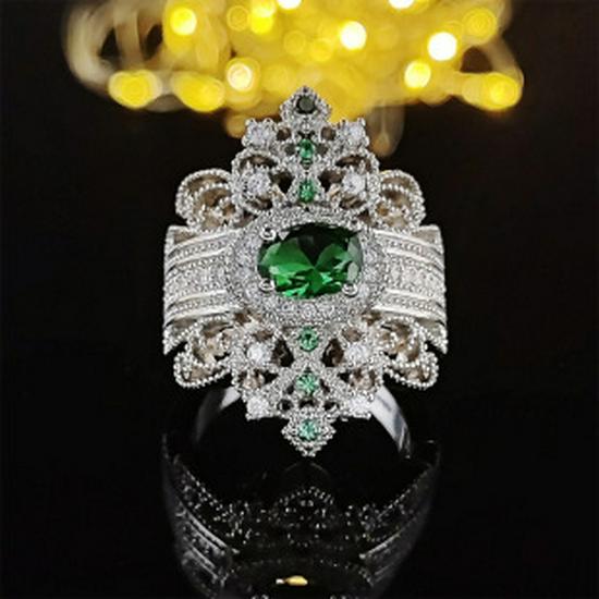 Women's Floral Simulated Diamond Wedding Ring Set with Zirconia