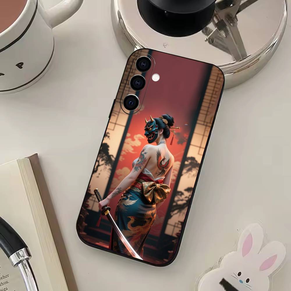 S-Samurai Warrior G-Geisha Phone Case For Samsung Galaxy A73,A72,A71,A70,A53,A52,A51,Others Soft Black Cover