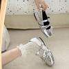Silver Mary Jane Shoes Women's Summer 2025 New Fashion Versatile Bow Light Mouth French Casual Shoes