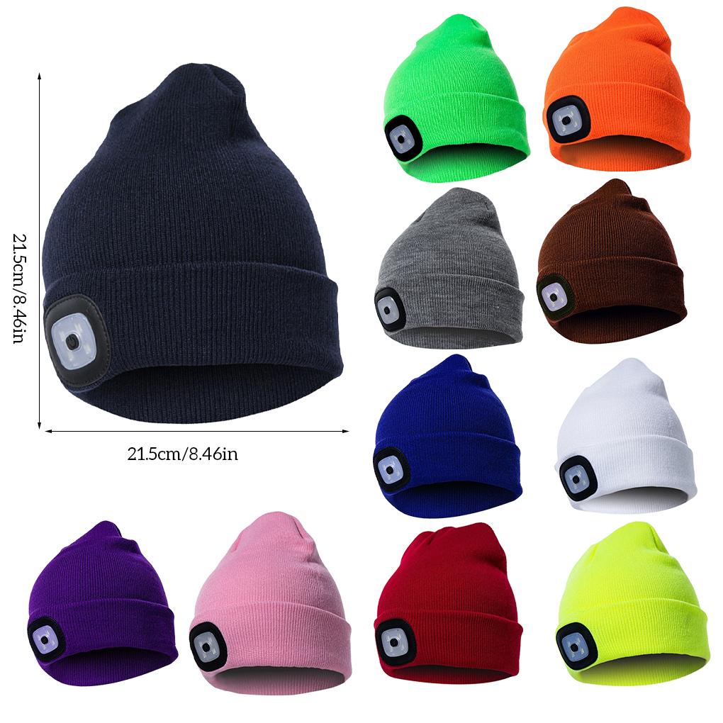 Beanie with LED Knitted Women Hat Cap Accessories Headlight Men Light Stretch Camping Flashlight Hiking Sports Outdoor