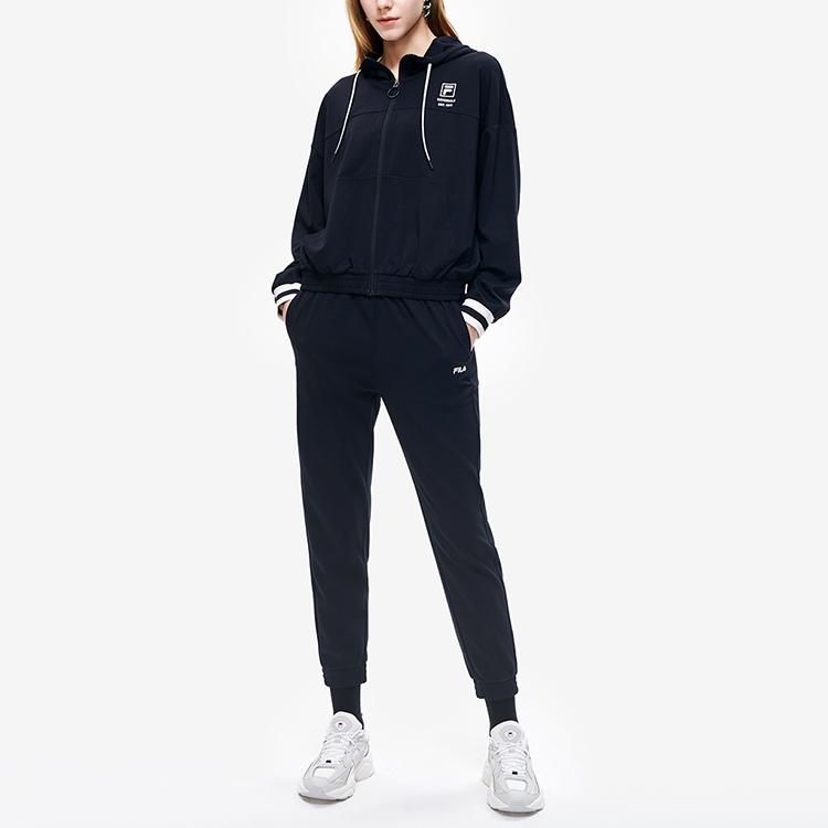 Fila Solid Color Casual Knit Hoodie Women Outerwear Black F11W229501F-BK