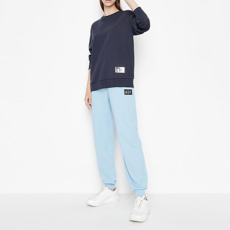 Armani Exchange Ss22 Logo Round Neck Long Sleeve Sweatshirt Women sweatshirt Navy-Blue 3LYM05-YJ6UZ-1593