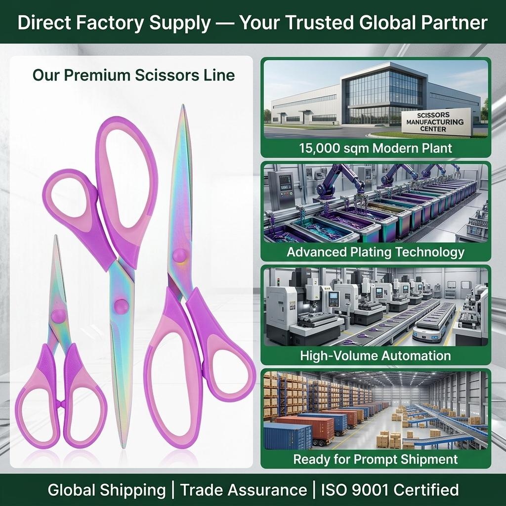 Industrial Modern Stainless Steel Sewing Shears Plastic Handle Colorful Multifunctional Fabric/Paper Cutting Tool