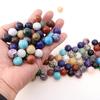16mm Natural Crystal Agate Round Beads, Holeless, Optional Holes for DIY Ornaments