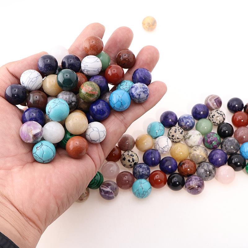 16mm Natural Crystal Agate Round Beads, Holeless, Optional Holes for DIY Ornaments