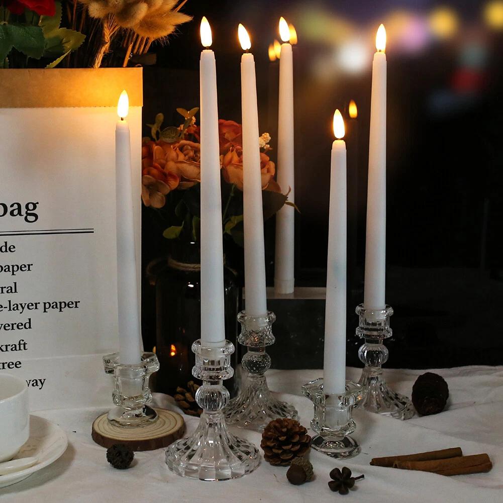 6/12Pcs LED Flameless Electronic Candles Battery Powered Flickering Flameless LED Taper Candles Light for Home Wedding Party