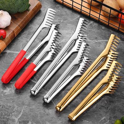304 Stainless Steel Comb-Shaped Universal Kitchen Tongs for Pasta, BBQ, Bread, and Vegetables