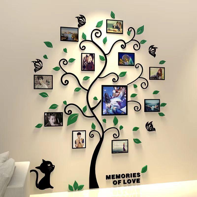 3D Acrylic Mirror Wall Stickers DIY Photo Frame Living Room Art Home Decor Family Photo Tree Wall Stickers