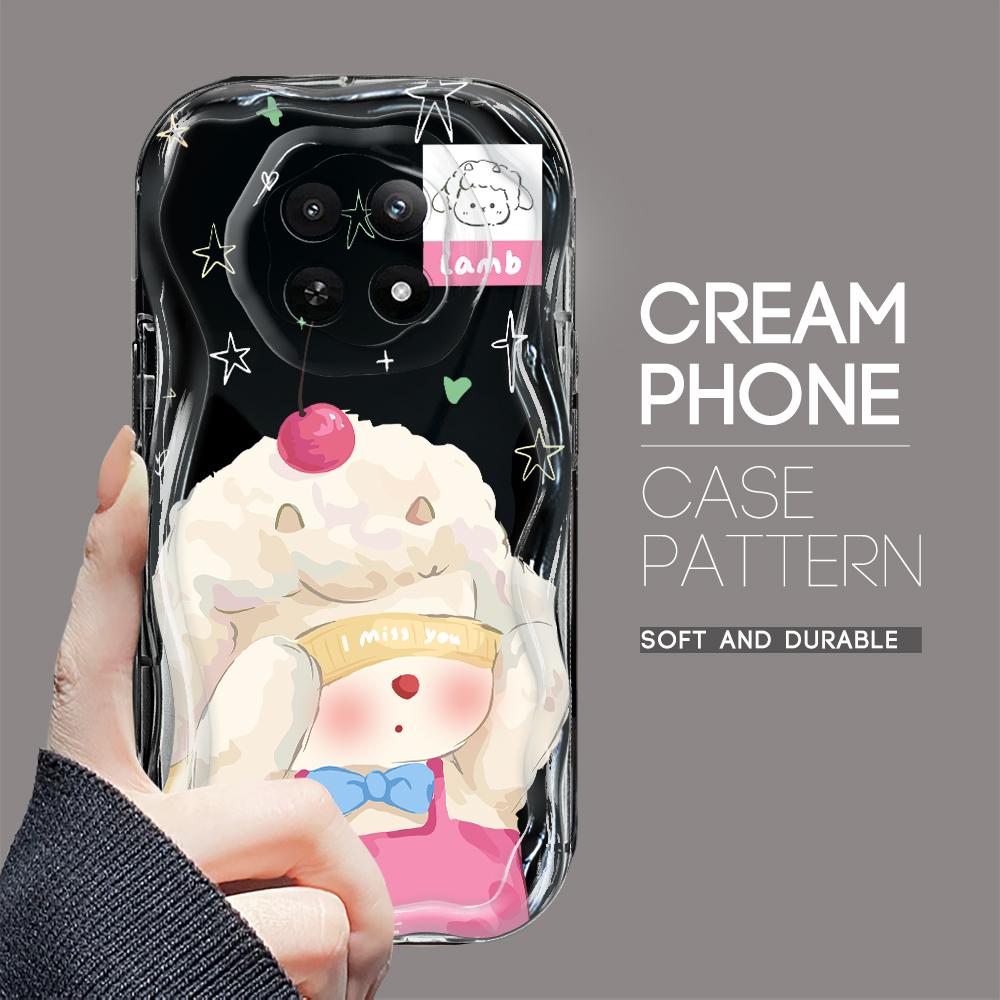 Cartoon Pattern Cream Texture Casing Wavy Edge Soft Silicone Cover Phone Case for OPPO Reno Realme OnePlus Vivo