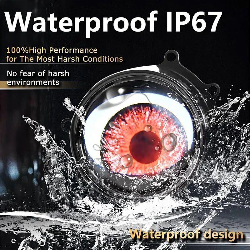 3-inch LED Car Dynamic Devil Eye Large Light Dynamic Pupils Remote Headlight 33 Mode Car Light 3D Lens Modification Eagle Eye