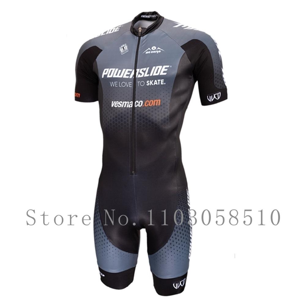 Powerslide Inline Skinsuit Team Areo Speedsuit Summer Men Cycling Clothing Skate Suits Ciclismo Pro Racing Apparel Short Sleeves