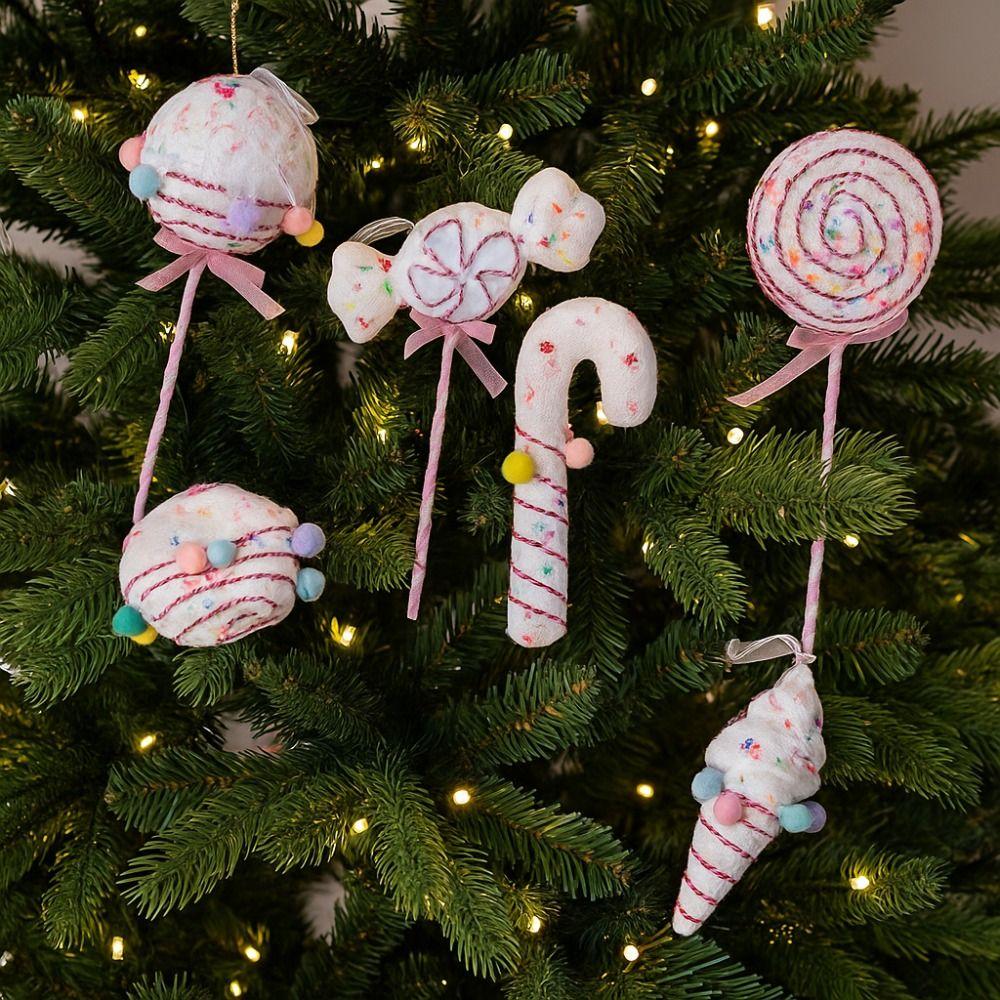 Cartoon Multicolor Christmas Candy Canes Pendant Foam Pink Lollipop Hanging Ornaments Ice Cream Donuts Christmas Spheres Wedding