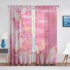 Pink Feather Modern Simple Sheer Voile Curtain for Girls Bedroom Living Room Decoration Chiffon Window Kitchen Tulle Curtains
