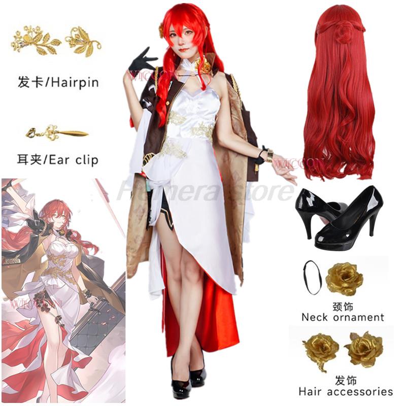 

Honkai Star Rail Хімеко Косплей Костюм Елегантна вечірня вечірня сукня Взуття Перука Аніме Китайський костюм на Хелловін для жінок L-(Costume+Wig)