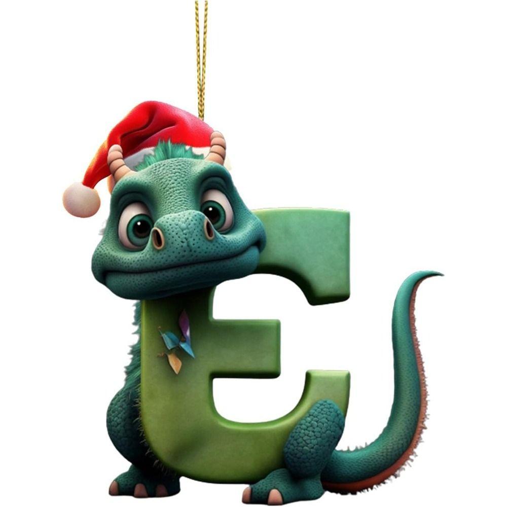 Acrylic 26 Letters Christmas Dragon Pendants Printed Pattern Christmas Tree Pendants  New Year
