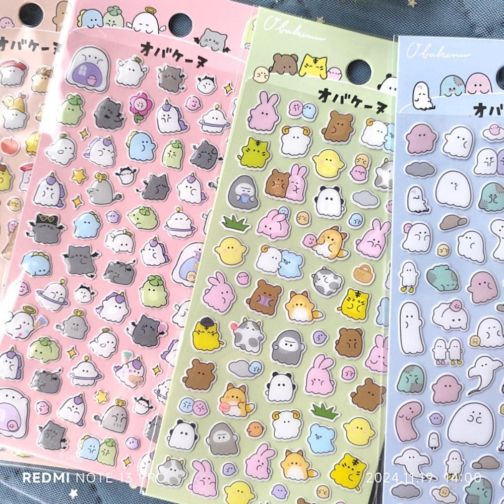 4-Piece Cute Ghost Crystal Epoxy Resin Stickers Multiple Styles Decor for Diaries & Phone Cases BulingBulingStickers Store