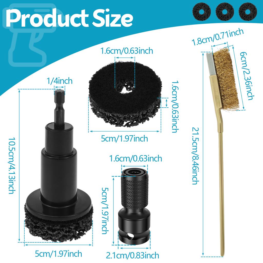 Wheel Hub Cleaning Kit Wheel Stud Cleaner Brake Hub Cleaning Tool with 5 Head Grinding Maintenance Cleaner Kit for Nuts, Car