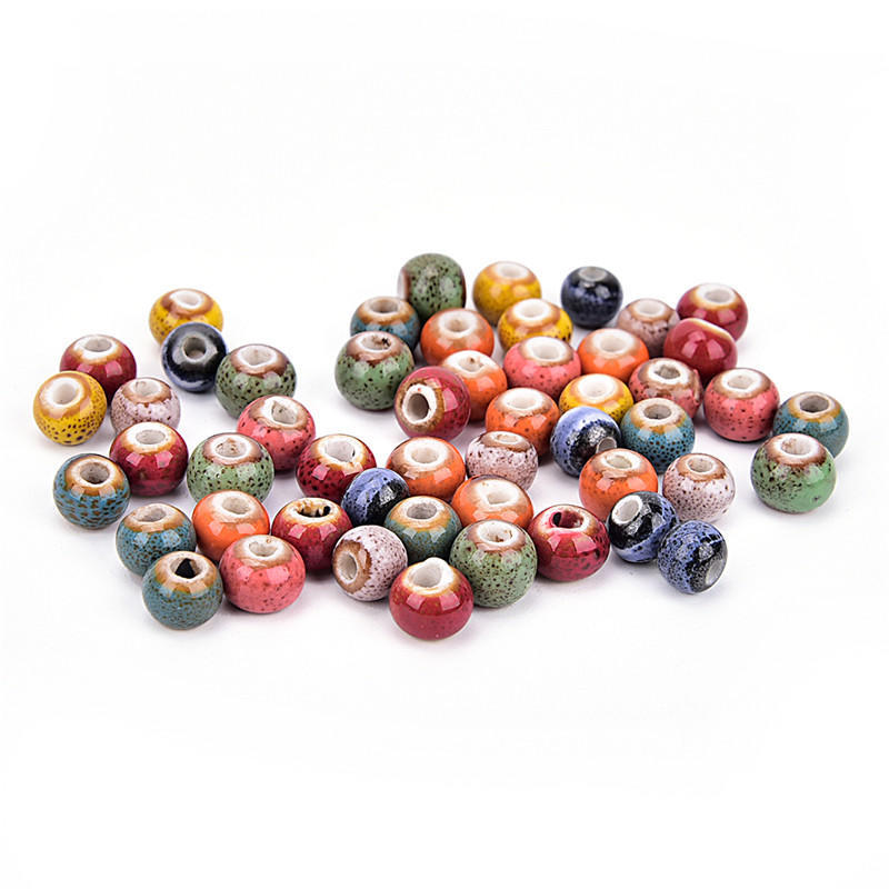

6Mm 50Pcs Flower Glaze Ceramics Spacer Beads For Diy Jewelry Accessories Design