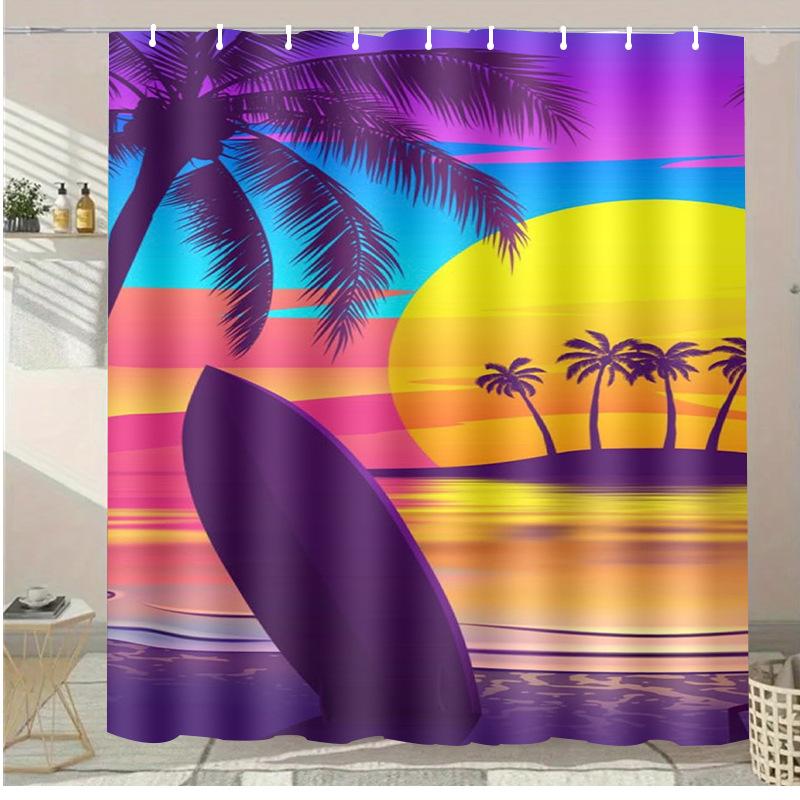 Sunset in Hawaii Washable Dirt-Resistant Shower Curtain Shower Head waterproof Polyester Bath Curtain For Home Decor Accessories