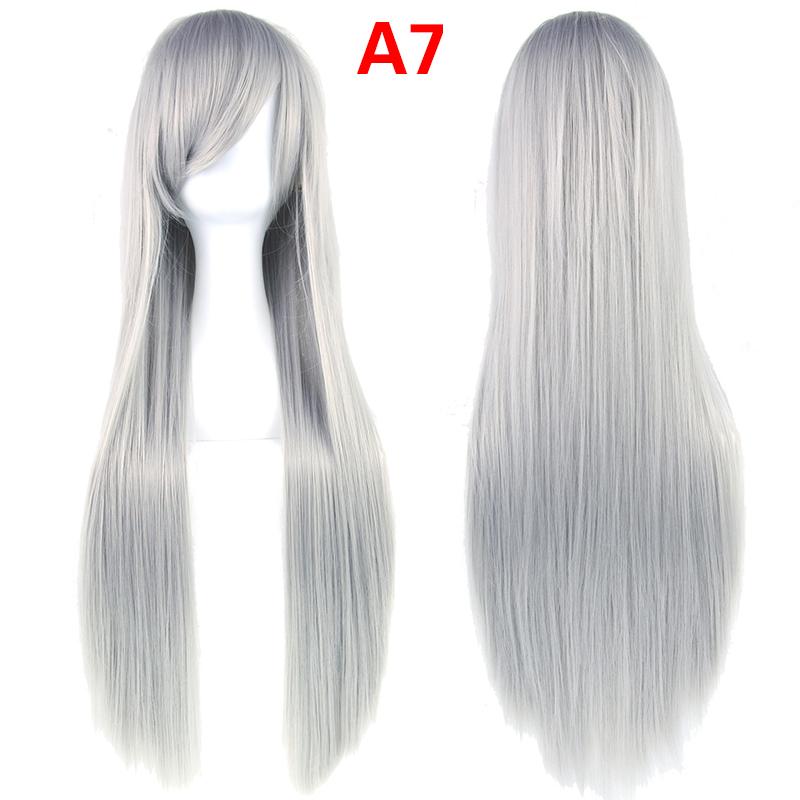 Universal Synthetic Colorful Long Straight Cosplay Wigs Natural 80Cm Hair Extensions Lolita Masquerade Party Hairstyle