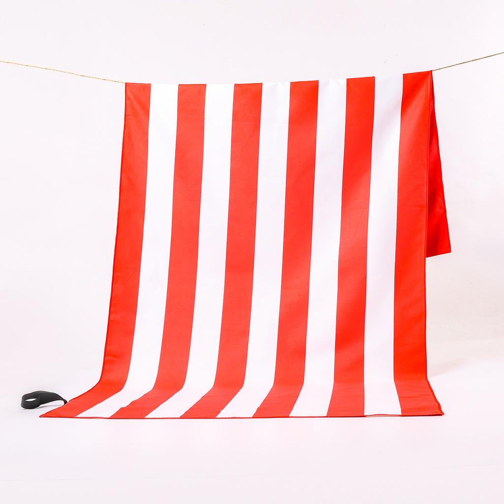 Double Sided Velvet Beach Towel Striped Microfiber Quick Dry Absorbent Swim Towel Beach Swimming Fitness Sporty Wodne