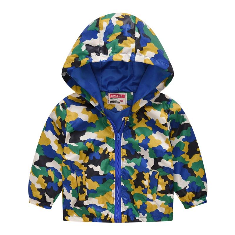 2-9 Years Kids Spring Autumn Thin Hooded Coat Printed Zipper Outwear