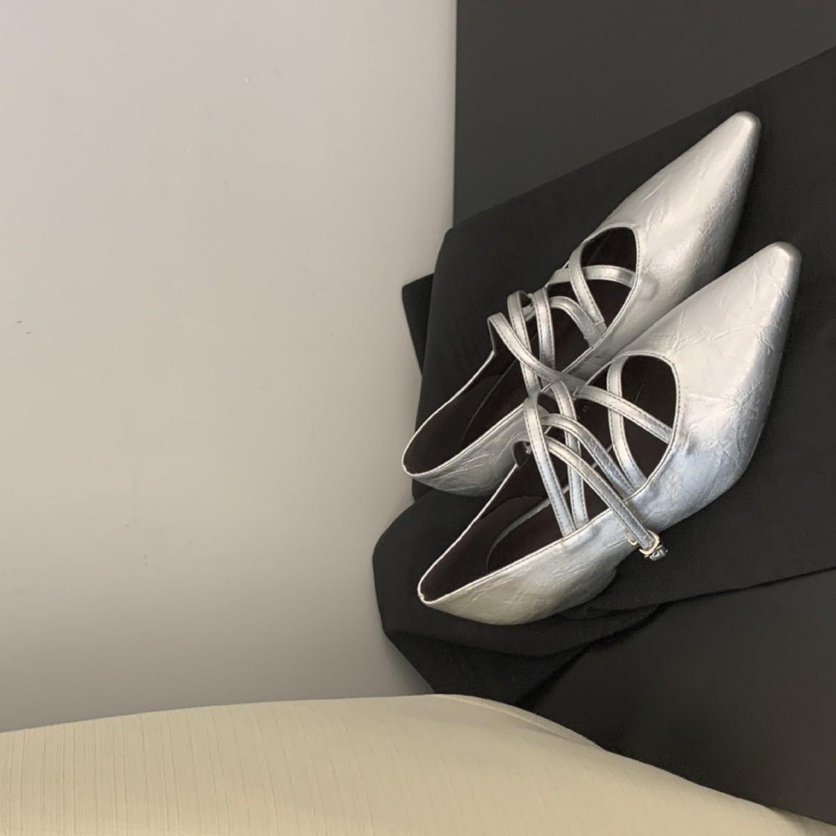 

~ Flat-soled women s single shoes pointed spring new fairy retro ladyshoes black versatile flat heel light mouth soft sole grandma 39