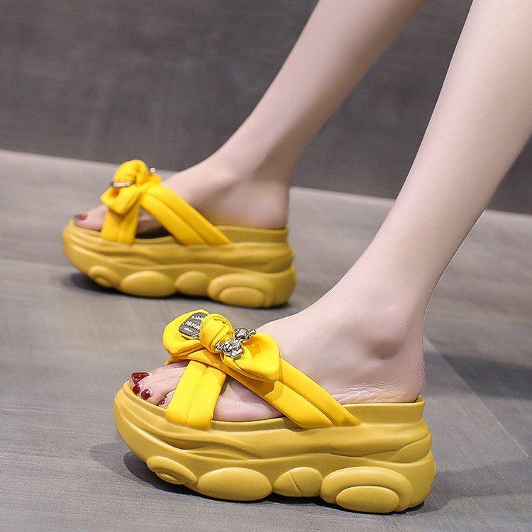 Damskie Nowe Letnie Nowy Kolor Kokardka Gruba Podeszwa Muffin Spadek Spadek Krzyżowe Klapki Buty Damskie
